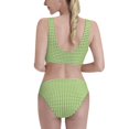 thumbnail image 3 of Daiia Green Gingham printed 2 piece Swimsuit Bikinis for Women High Waisted Racerback Bathing Suits Summer Tummy Control Scoop Neck Swimwear-Small, 3 of 8