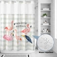 thumbnail image 2 of No Hook Shower Curtain, Flamingo Shower Curtains for Bathroom with See Through Top Window, Summer Animals Botanical Plaid Waterproof & Washable Bath Curtain 60"x72", 2 of 9