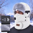 thumbnail image 5 of vzibsiv Winter Hats for Womens and Mens Windproof Trapper Hat with Detachable Mask and Goggles Fleece Lined Ski Cap White, 5 of 5