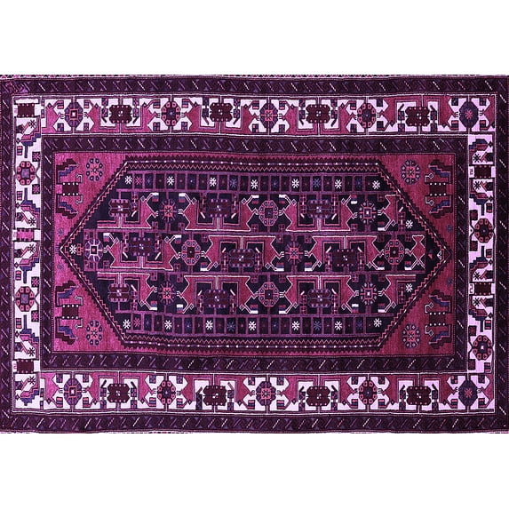 Ahgly Company Indoor Rectangle Oriental Purple Industrial Area Rugs, 8' x 10'