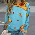 thumbnail image 2 of Fun Pizza Womens Casual Crewneck Sweatshirt Long Sleeve Tops Cute Pullover Loose Fit, 2 of 7