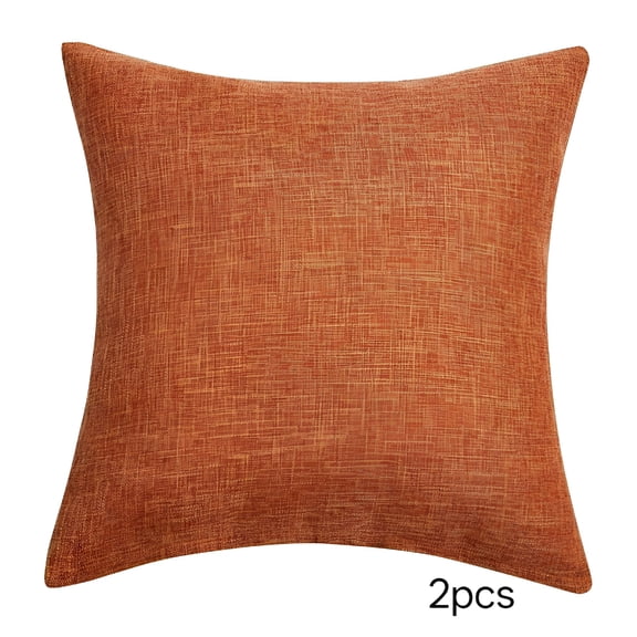 AUQ Fall Pillow Covers 20x20 Inch for Fall Decor Set of 2 Burnt Orange Rustic Linen Decorative Square Throw Pillow Covers Cushion Case for Sofa Couch Farmhouse Home Decorations