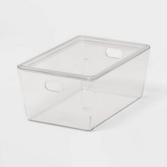 4L Stacking Clear Bin with Lid - PET, Lidded, Stackable, Universal Storage, 10.15"x6.81"x4.52"
