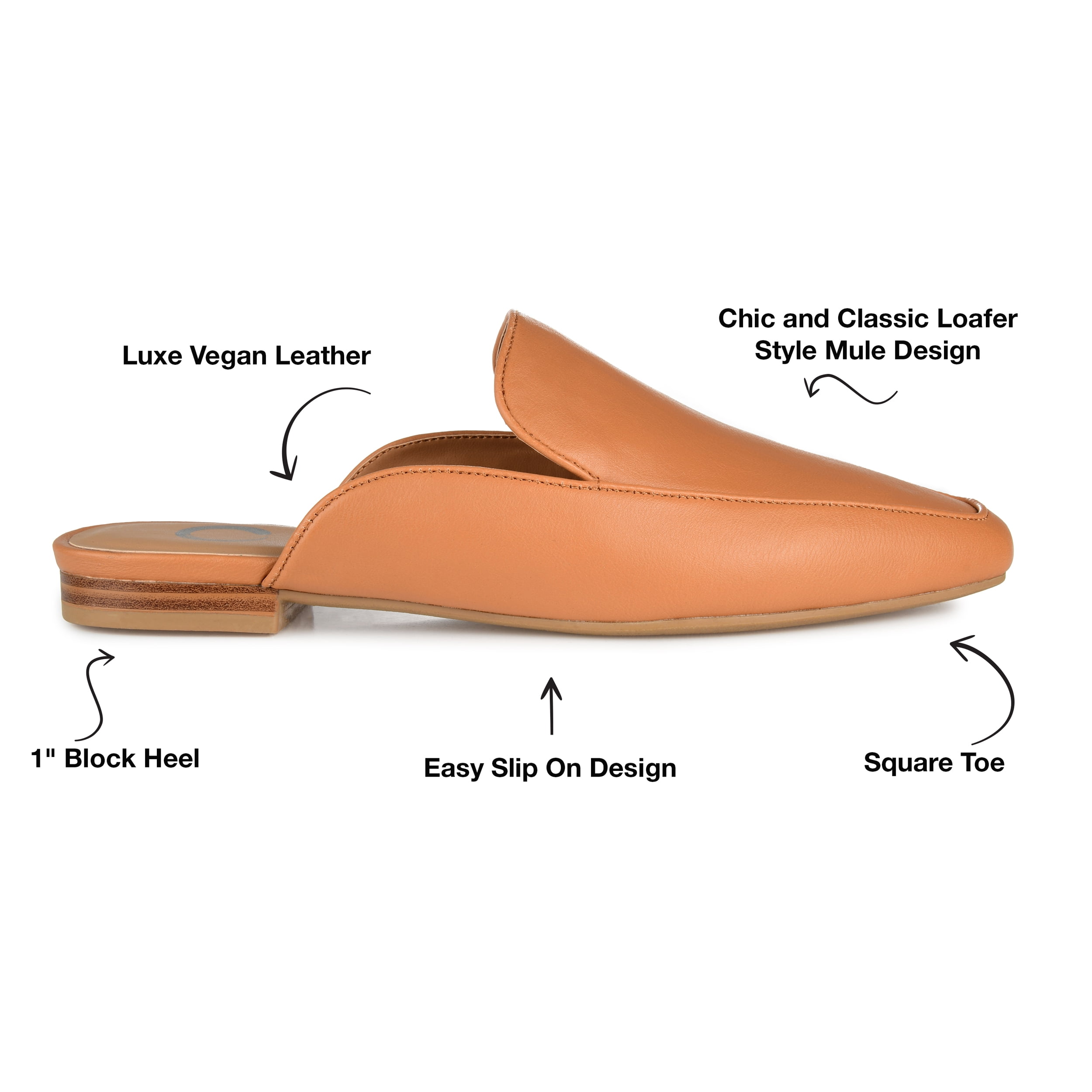 Journee Womens Akza Slip On Square Toe Mules Flats, Widths Available