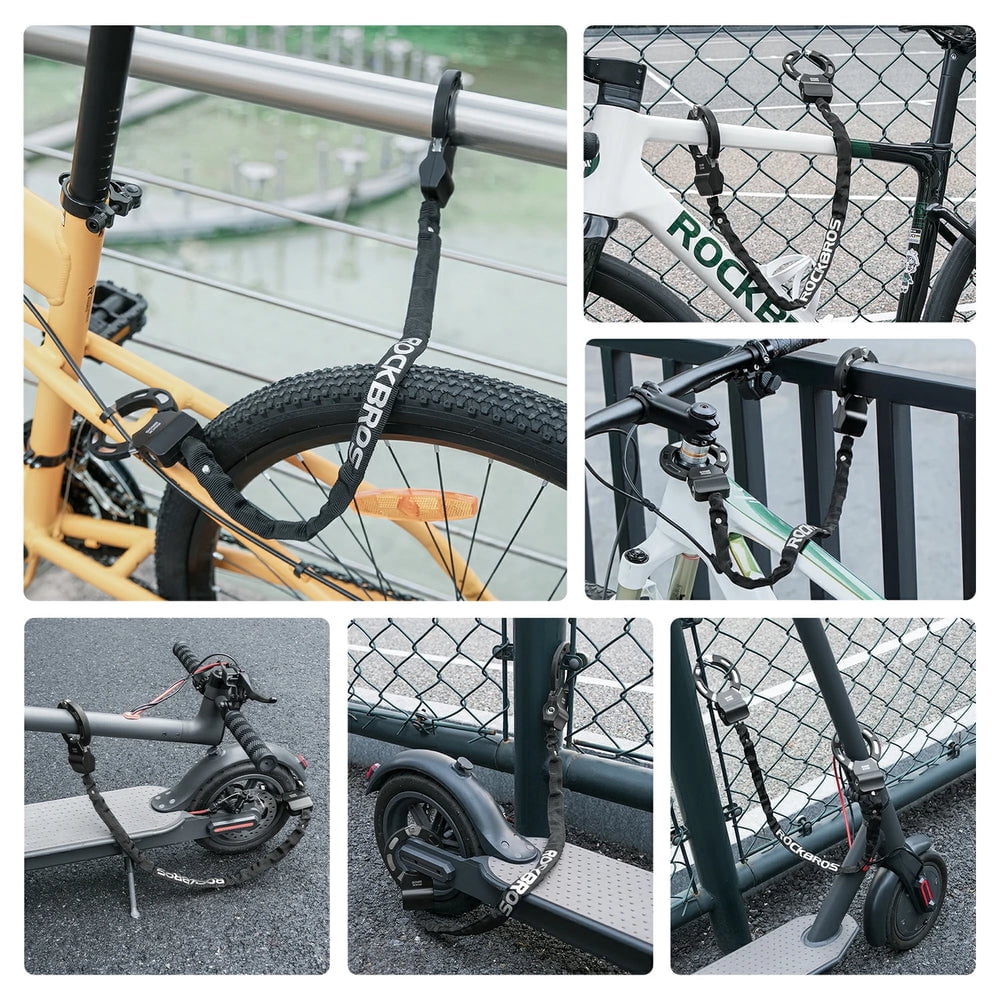 ROCKBROS Scooter Chain Lock Bike Chain Lock with Keys - 23.4" Heavy Duty Anti-Theft Security Lock for Bikes & Scooters