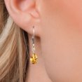 thumbnail image 3 of Gem Stone King 925 Silver and 10K Yellow Gold Yellow Citrine and Lab Grown Diamond Dangle Earrings for Women | 2.16 Cttw | Gemstone November Birthstone | Pear Shape 9X6MM, 3 of 6