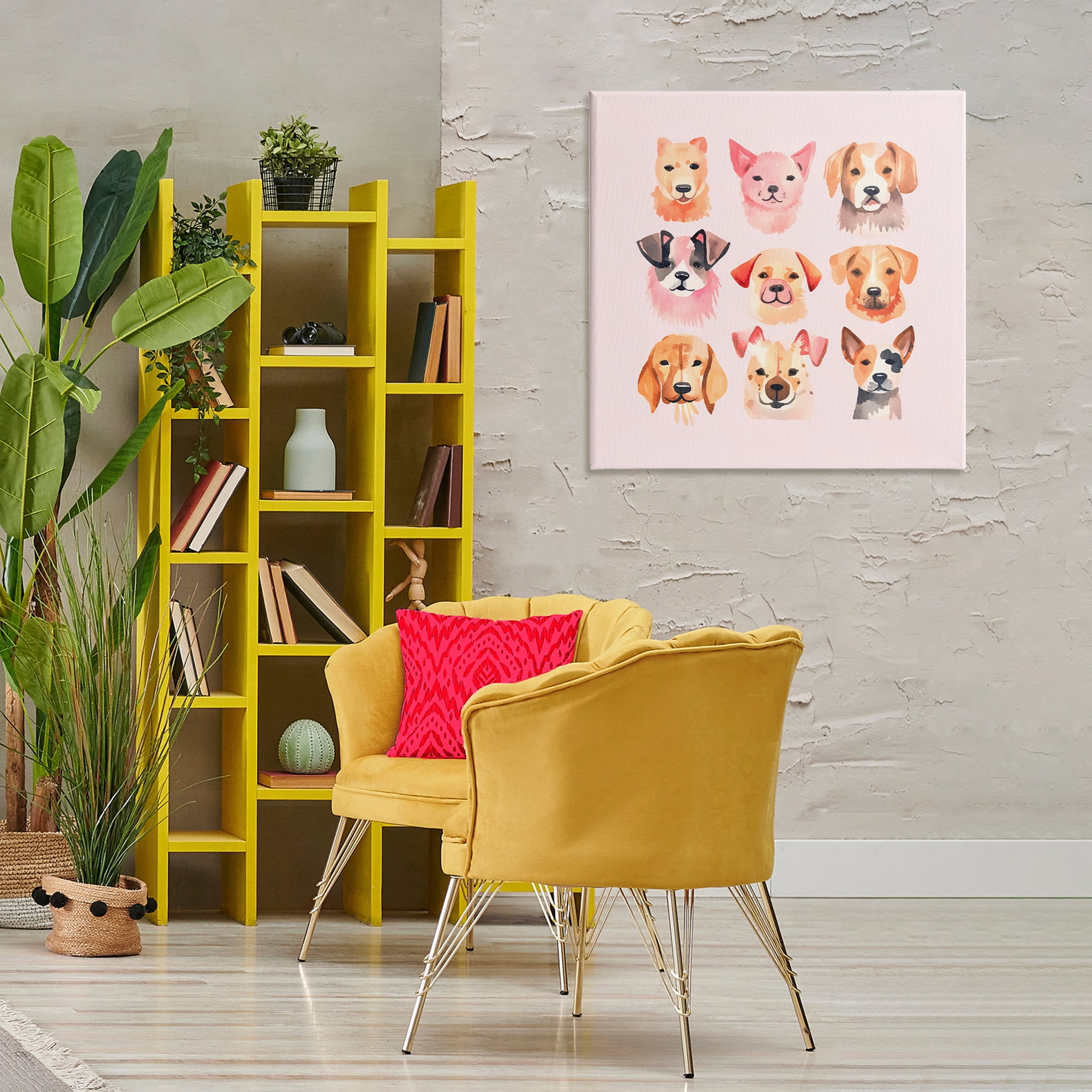 Stupell Industries Whimsy Dog Parade Animals Painting Wrapped Canvas Art Print Wall Art, 30 x 30