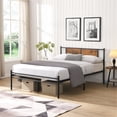 thumbnail image 2 of Queen Size Black Metal Bed with Decorated Wood Headboard / Easy - Assembly Bed for Bedroom, 2 of 2