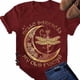 thumbnail image 2 of Camiseta de mujer con estampado de manga corta, cuello redondo, blusa informal de verano, rojo vino, S Monstrate AP002571-15, 2 of 5