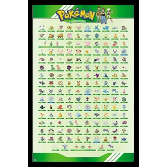 Pokemon - The Beings Grid Laminated & Framed Poster Print (22 x 34)