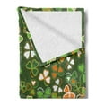 thumbnail image 2 of St. Patrick's Day Soft Flannel Fleece Blanket, Lucky Shamrocks Pattern Irish Clover Celebration Day Party Prints, Cozy Plush for Indoor and Outdoor Use, 70" x 90", Green and Orange, by Ambesonne, 2 of 5