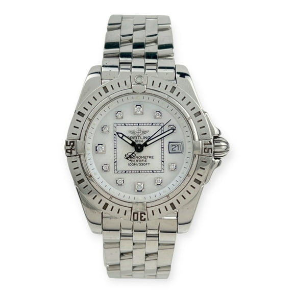 Pre-Owned Breitling Windrider Cockpit A71356 Ladies White Diamond Ladies Watch