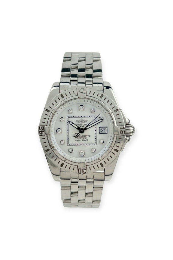 Pre-Owned Breitling Windrider Cockpit A71356 Ladies White Diamond Ladies Watch