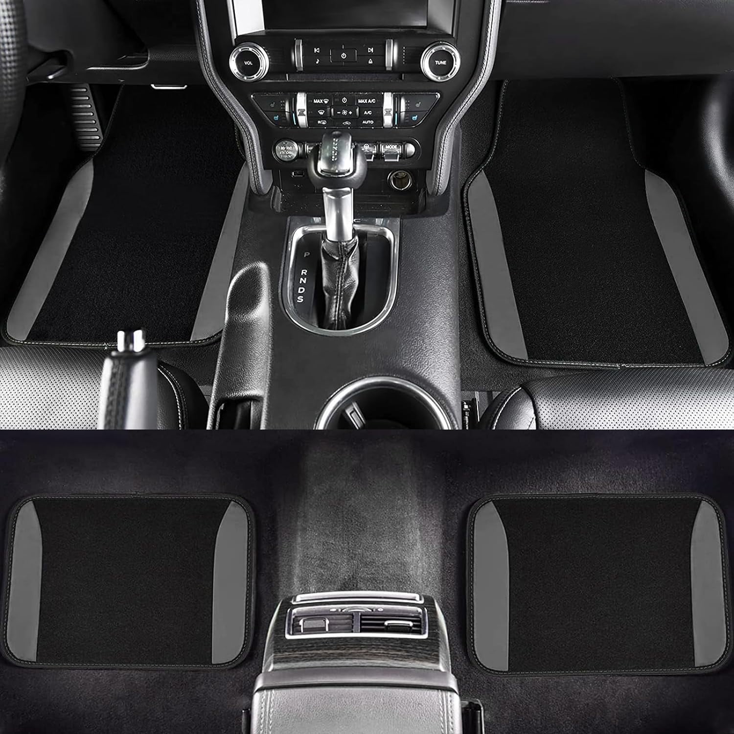 Flying Banner Car Seat Covers Front Seats Rear Bench Polyester car seat Protectors Easy installations Rear Bench Split Classic Man Lady Truck (Full Set - Low Back - Combo Pack, Black Gray)
