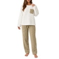 thumbnail image 6 of Miqool Womens Fuzzy Fleece Pajama Sets 2 Piece Long Sleeve Winter Warm Loungewear Sleepwear with Pocket, 6 of 9