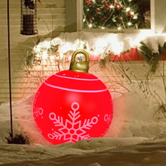 Fwttom 23.6 inch Giant Inflatable Christmas Balls with Light - Inflatable Christmas Decorations Outdoor Xmas Blow Ups Ornaments for Xmas Holiday Yard Lawn Porch Decor (with Remote Controller)