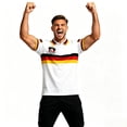 thumbnail image 6 of Ceisia Men Germany Stripe Football Logo Printed Short Sleeve Sports Polo Top White XL Gift, 6 of 6