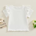 thumbnail image 3 of Bagilaanoe Toddler Baby Girls T-Shirts Solid Color Fly Sleeve Ribbed Tees 12M 18M 24M 3T 4T 5T Kids Summer Casual Tops, 3 of 6