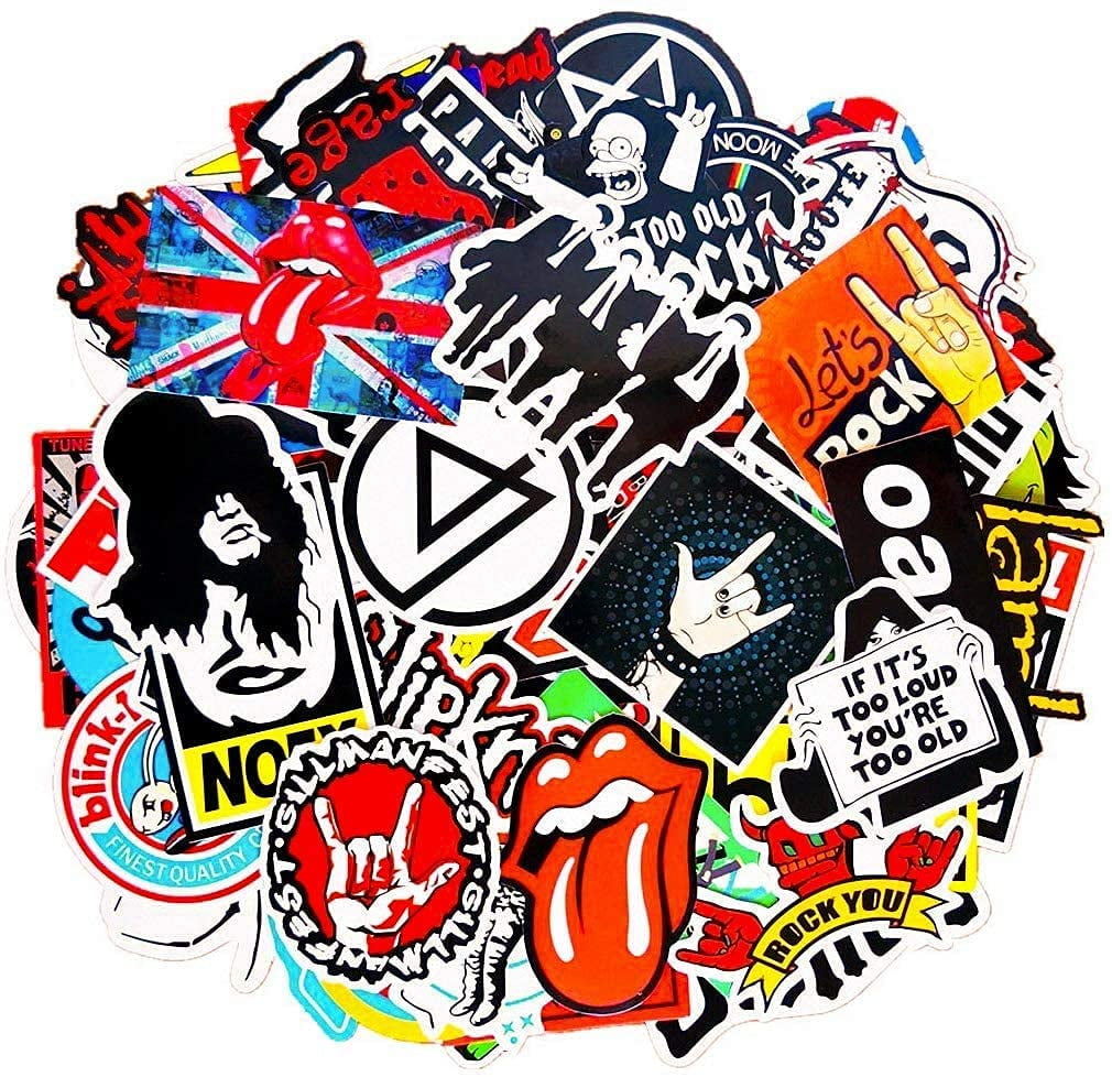 Assorted Punk Rock for 100pcs Band Stickers Pack Rock Roll Waterproof Stickers 