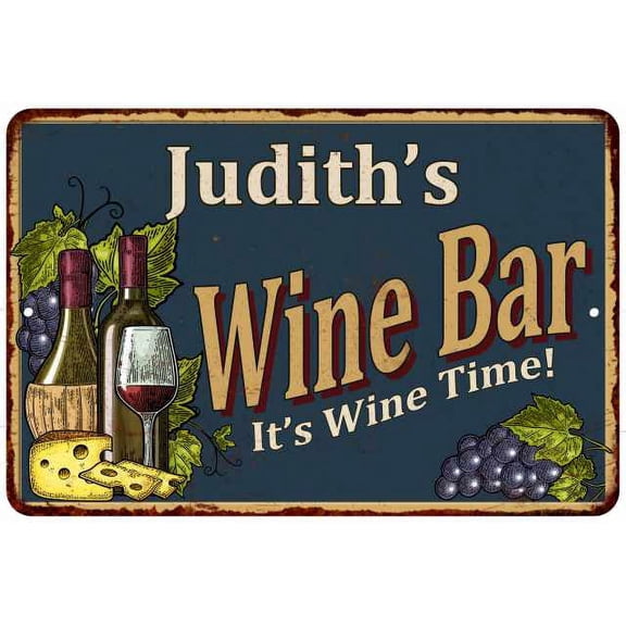Judith's Wine Bar Green Sign Rustic Decor 8 x 12 High Gloss Metal 208120055067