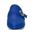 thumbnail image 2 of BLISSFUL STEP Women's Shoes Buckle Strap Pointed Toe Chunky Heel PU Vamp Mule Shoes Blue 11, 2 of 8