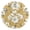 Gold, variant on White Flowers Vector Round Wall Clock Silent Battery Operated Home Decor for Living Room Bedroom