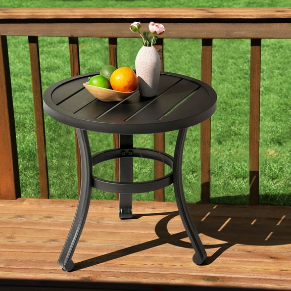 Nuu Garden 20'' Metal Outdoor Side Table, Patio Bistro Table, Outdoor Round End Table, Black