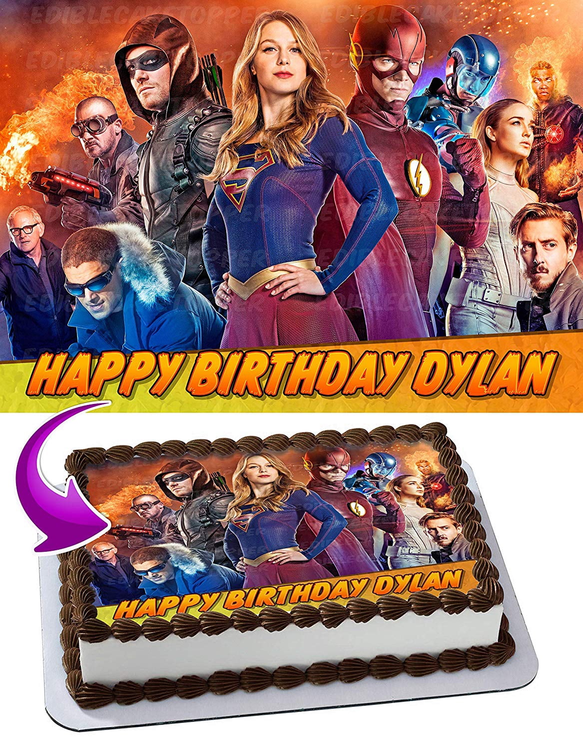 Legends Of Tomorrow Supergirl Flash Edible Cake Topper 11 7 X 17 5