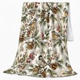 thumbnail image 2 of Winter Birds And Snowy Pinecones, Watercolor Winter Botanical Illustration for Birdwatching Enthusiasts, Christmas Gift, Cozy Flannel Blanket with Home Decor for Living Room and Bedroom, 2 of 7