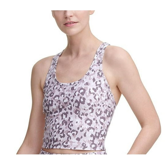 Calvin Klein Performance Printed Racerback Cropped Tank Top, Jaguar Dolce Size Large