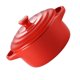 thumbnail image 3 of Cuenco para estofado de cerámica con doble asa de 230 ml para cocina casera con tapa compatible con horno microondas (rojo), 3 of 7