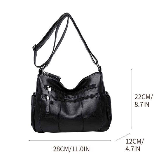 Xfvqtps Womens Crossbody Bag Large Capacity Multi Compartment Fashion Soft Leather All-Matched PU Shoulder Bags Black