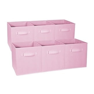 LHS KISTE Folding Canvas Storage Box Unit With 3 Drawers in Pink 
