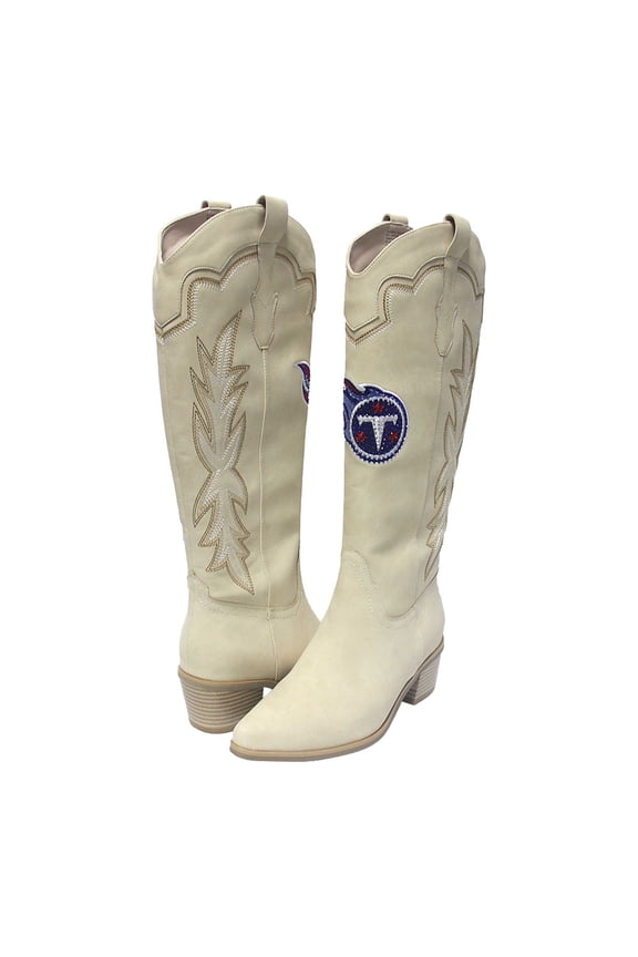 Women's Cuce Cream Tennessee Titans Cowboy Boots