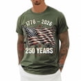 thumbnail image 5 of Conairie 250 Anniversary USA Shirt For Men American Falg Print Short Sleeve Patriotic July 4th T-Shirts Loose Crew Neck Basic Work Tee Vacation Clothes Army Green L, 5 of 5