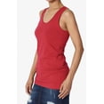 thumbnail image 3 of TheMogan Women's Basic Scoop Neck Racerback Stretch Cotton Tank Top Sleeveless Sporty Tee Dark Red S, 3 of 7
