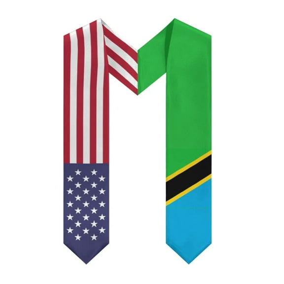 More design Graduation shawl Tanzania Flag & United States Flag Stole Sash Honor Study Aboard International Students