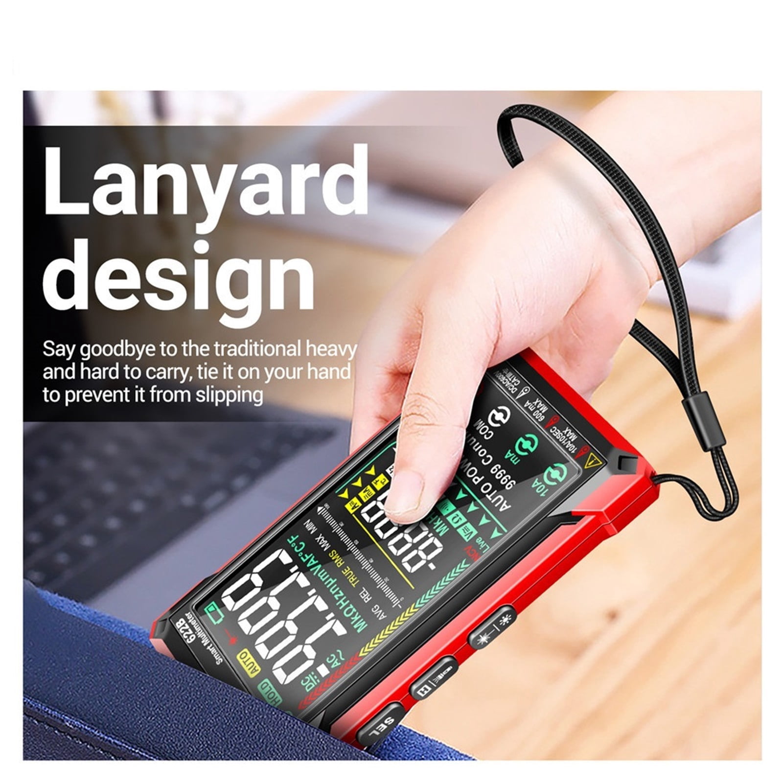 Smart Multimeter Digital Auto Range True RMS AC Voltage 9999 Counts Resistance Ohm Capacitance Hz Tester Meter Test ,Battery Test