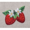thumbnail image 2 of Two Strawberries with Blossums - Fruit - Iron on Applique/Embroidered Patch, 2 of 2