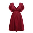 thumbnail image 4 of Txlixc Vestido de Punto de Verano para Mujer, Adultos de Cintura Alta con Cuello en V Manga Corta Flutter de una Sola Pieza Txlixc Estilo de ocio, 4 of 6