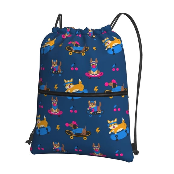 Xecao Dogs Riding Skateboard for Drawstring Bags,Pull String Backpack Bags,String Bag Sackpack