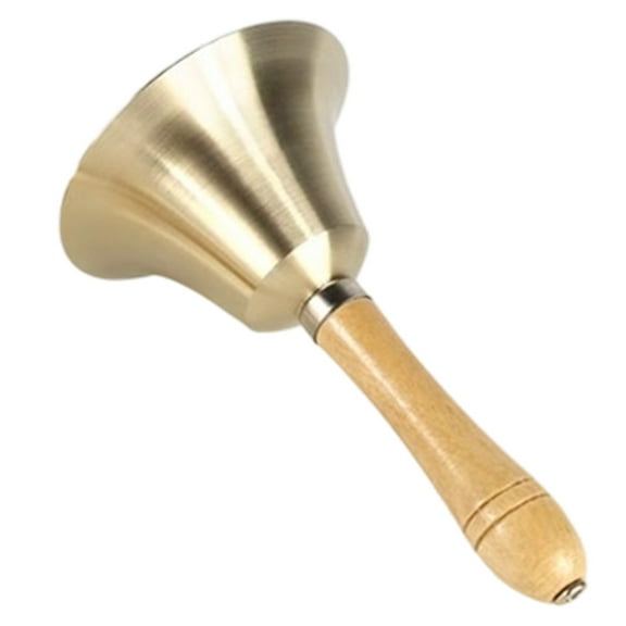 Loud Solid Brass Hand Call Bells Dinner Service Bells with Wooden Handle Handbells Loud Ringing Bells for School Children