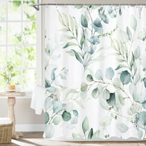 Sage Green Extra Long Shower Curtain 72 x 84, XL Spring Floral Fabric Cloth Shower Curtains for Chic Modern Bathroom Decor, Summer Watercolor Eucalyptus Leaf Shower Curtain