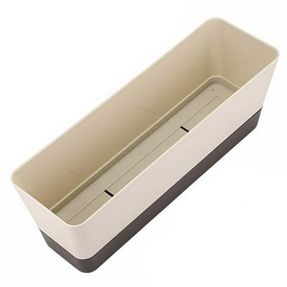 Casewin 1 Pack Indoor Window Box Planter, 12x3.8 Inch Rectangle Herb Planter with Tray, Modern Small Succulent Cactus Flower Plastic Plant Pot for Window Sill, Garden Balcony, Office Shelf Decoration