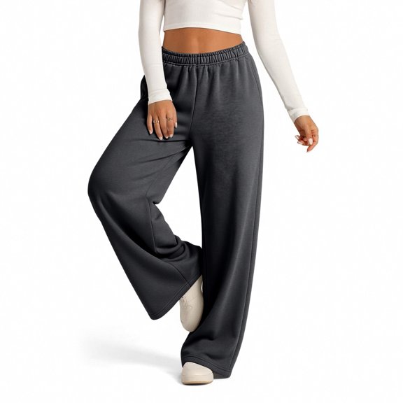 Women's Wide Leg Sweatpants High Waisted Baggy Lounge Pants with Pockets Soft Oversized Joggers, M