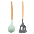 thumbnail image 1 of Silicone Cooking Utensils,2 Pc Kitchen Utensil Set, Easy to Clean Wooden Kitchen Utensils, 1 of 5