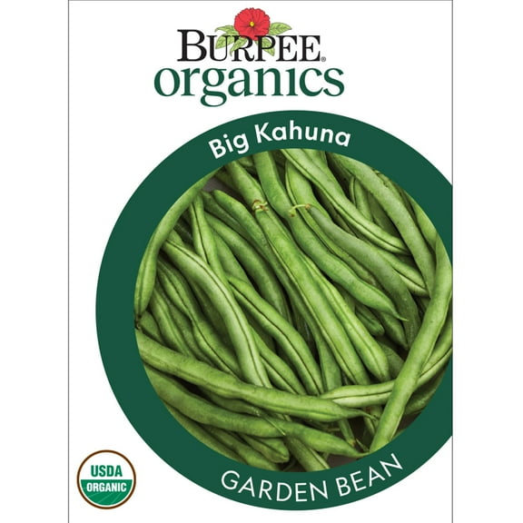 Burpee Organics Big Kahuna Garden Bean Seeds - Non-GMO, Organic Vegetable Gardening Seeds, 18g, 1-Pack