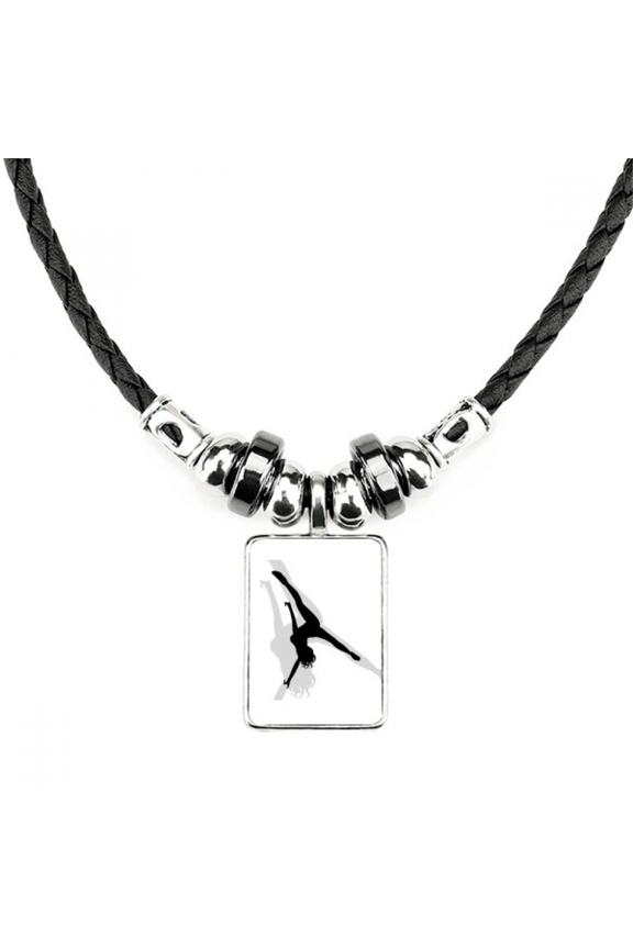 Hot Woman Handstand Dance Necklace Jewelry Torque Leather Rope Pendant