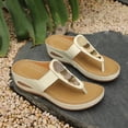 thumbnail image 4 of Caywon Women Flip Flops Thong Sandals, Metal Disc Flat Slide, Open Toe Slip On Summer, Comfortable Ladies Shoes Sandalias Mujer, 4 of 9