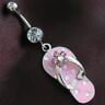 

Light Pink Slipper Flip Flop Sandal Shoe Dangle Body Belly Button Naval Ring 14G